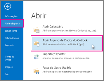 Abra o Outlook
Clique em Arquivo e selecione Opções