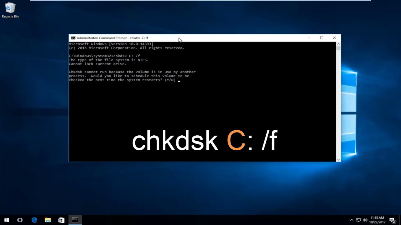 Abra o Prompt de Comando como administrador
Execute o comando chkdsk /f para verificar e corrigir erros no disco rígido