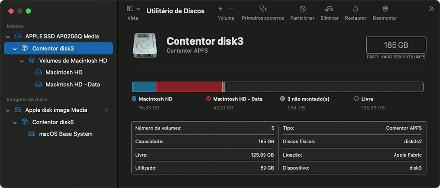 Abra o Utilitário de Disco no seu Mac.
Selecione o disco que deseja verificar e clique em Verificar Disco.