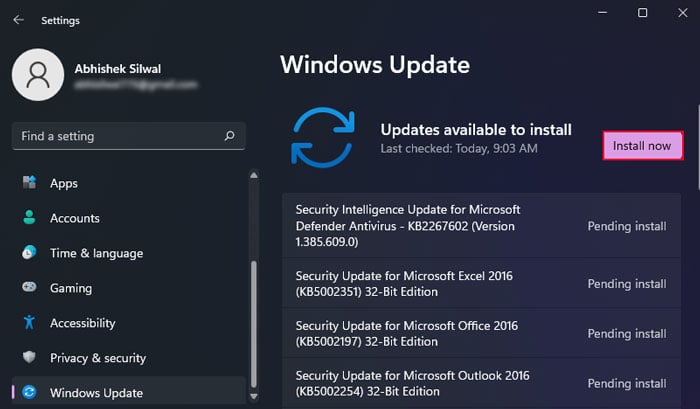 Acesse as configurações do Windows
Procure por atualizações e instale todas as disponíveis