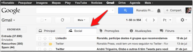 Acesse sua conta do Gmail.
Clique na caixa de pesquisa localizada na parte superior da página.