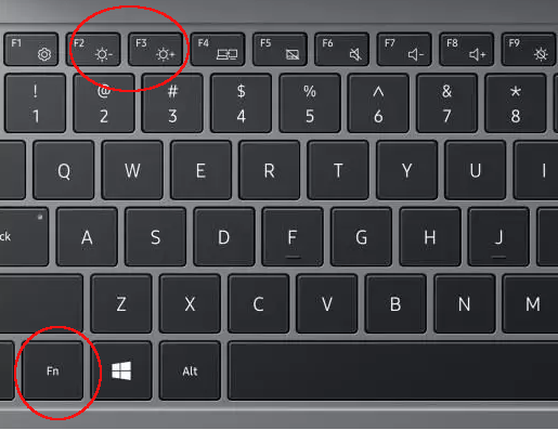 Ajuste o brilho da tela pressionando a tecla de função correspondente no teclado.
Conecte um monitor externo ao laptop para verificar se há algum problema com a tela interna.