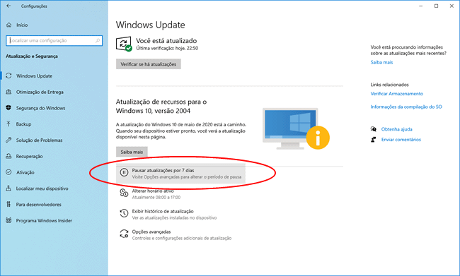 Clique em Atualização e Segurança
Selecione Windows Update