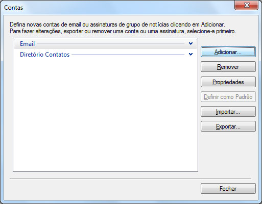 Clique na guia Conta na parte superior da janela do Windows Live Mail.
Clique em Propriedades no menu suspenso.