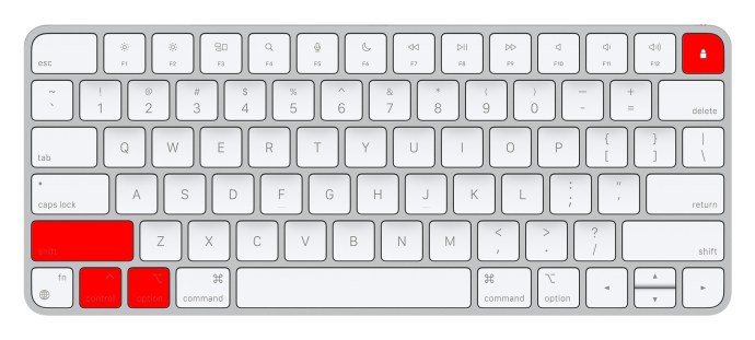 Desligue o MacBook Pro.
Ligue o MacBook Pro novamente e imediatamente pressione e segure as teclas Command + Option + P + R simultaneamente.