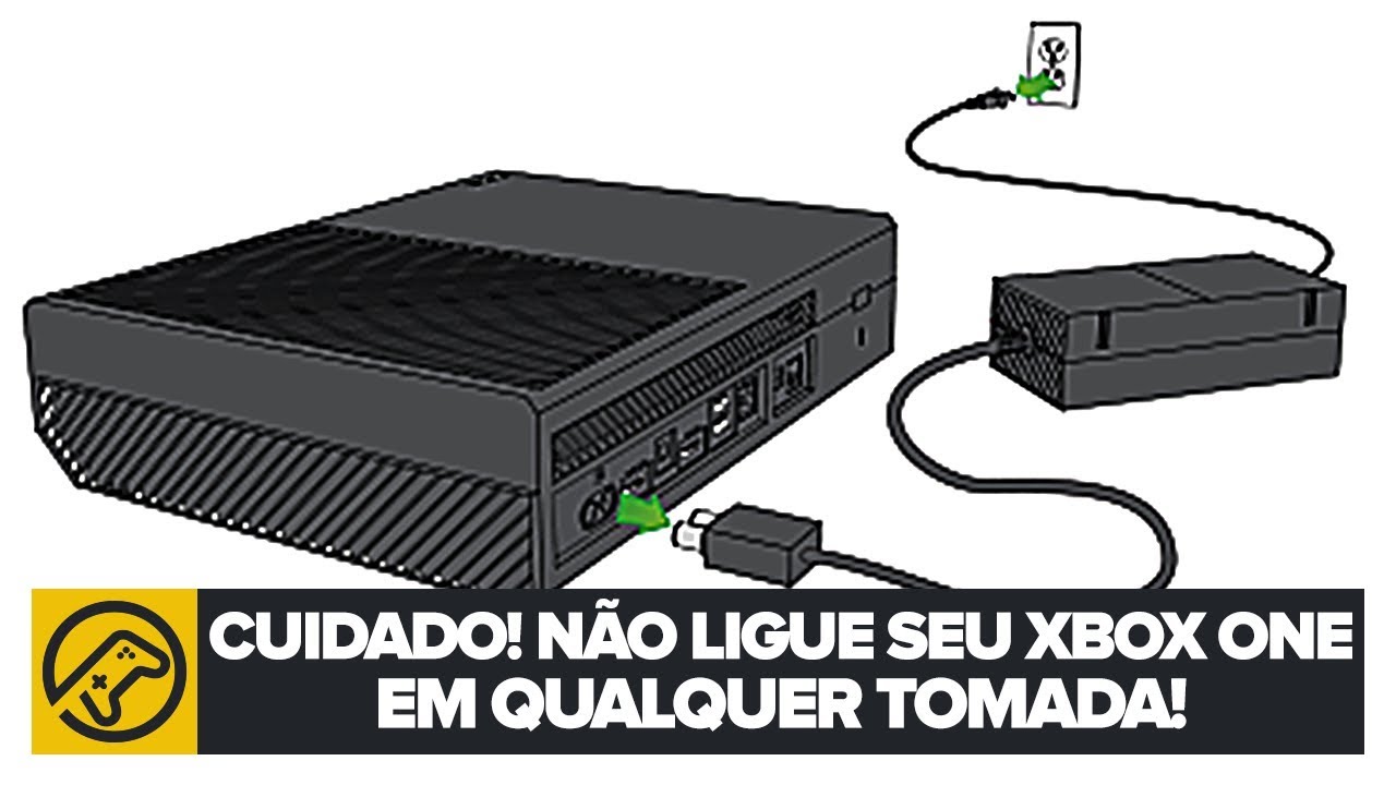 Desligue o Xbox One e desconecte o cabo de energia do console e do adaptador de energia.
Conecte novamente o cabo de energia ao Xbox One e ao adaptador de energia.