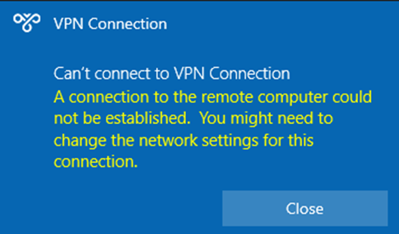 Erro de conexão: Não foi possível estabelecer uma conexão com o servidor VPN.
Erro de autenticação: As credenciais fornecidas estão incorretas. Verifique seu nome de usuário e senha.