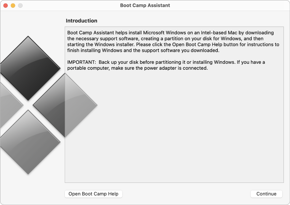Verifique a compatibilidade do seu Mac com o Boot Camp.
Verifique se o seu Mac é compatível com o Boot Camp. Consulte o site da Apple para obter uma lista de modelos compatíveis.